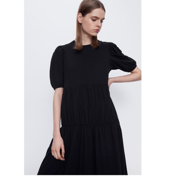 Zara Black Dress with Ruching NWT - Picture 6 of 8